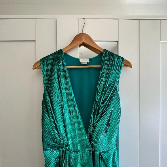 Elisabetta Franchi Long Dress Gown Sequin Blue Green - Picture 3 of 5